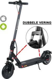 Techno GO® PLUS – Elektrische Step met Vering – Inclusief Slot, 350W motor – 25 km/u – Bereik 25-35km – Voor en Achtervering – E-Step – Met APP – 8,5” Anti-lek Banden – Zwart