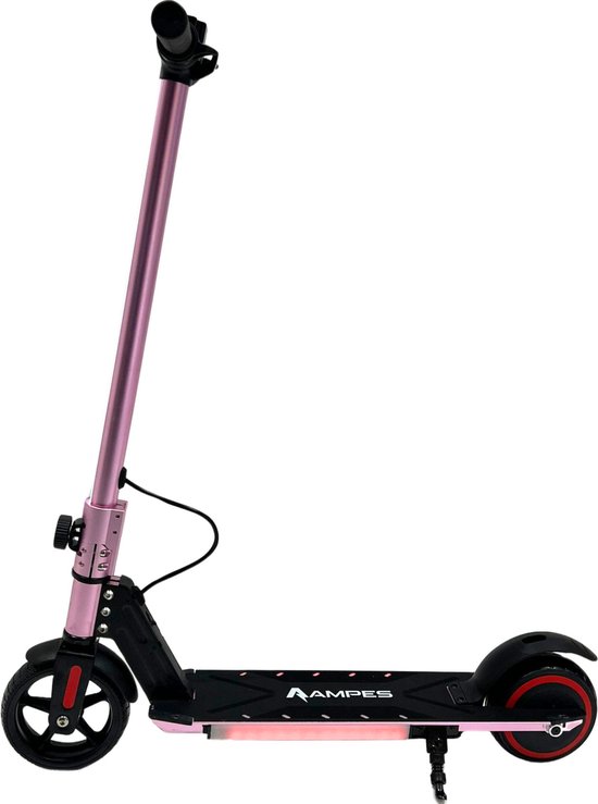 Elektrische Step voor Kinderen - Ampes - Bereik tot 10KM - 16KM/H - Krachtige 150W Motor - Compact inklapbaar - 7 Inch Anti-Lek Banden - Inclusief LED Verlichting - Roze