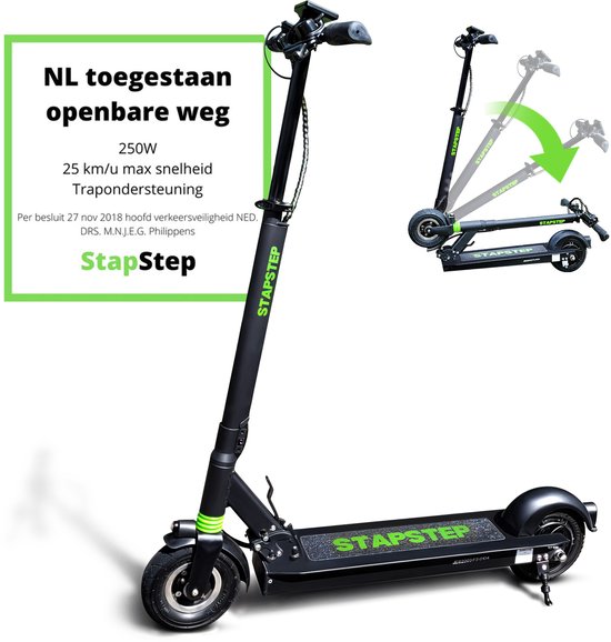 StapStep Lite+ Elektrische Step voor Volwassenen - Electrische Step - E Step - Wettelijk Toegestaan - 8 Inch - 250W - Snelheid tot 25km/h - Bereik tot 25km - 13KG - Compact Opvouwbaar - Zwart
